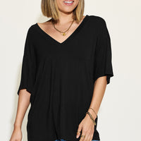 Basic Bae Full Size Bamboo V-Neck Drop Shoulder T-Shirt