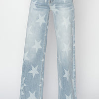 RISEN Full Size Raw Hem Star Wide Leg Jeans