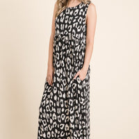 BOMBOM Leopard Maxi Dress with Pockets