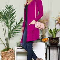 Celeste Full Size Open Front Cardigan with Pockets