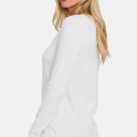 Zenana Full Size V-Neck Long Sleeve T-Shirt