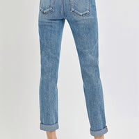 Risen Full Size High Rise Cropped Roll Up Jeans