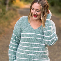 IN STOCK Cozy Striped Sweater - Green