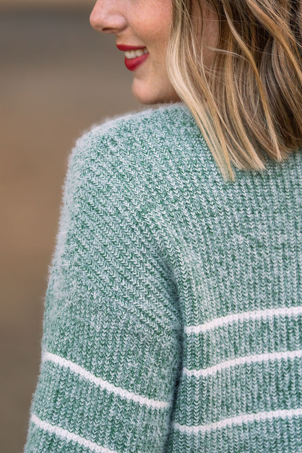 IN STOCK Cozy Striped Sweater - Green