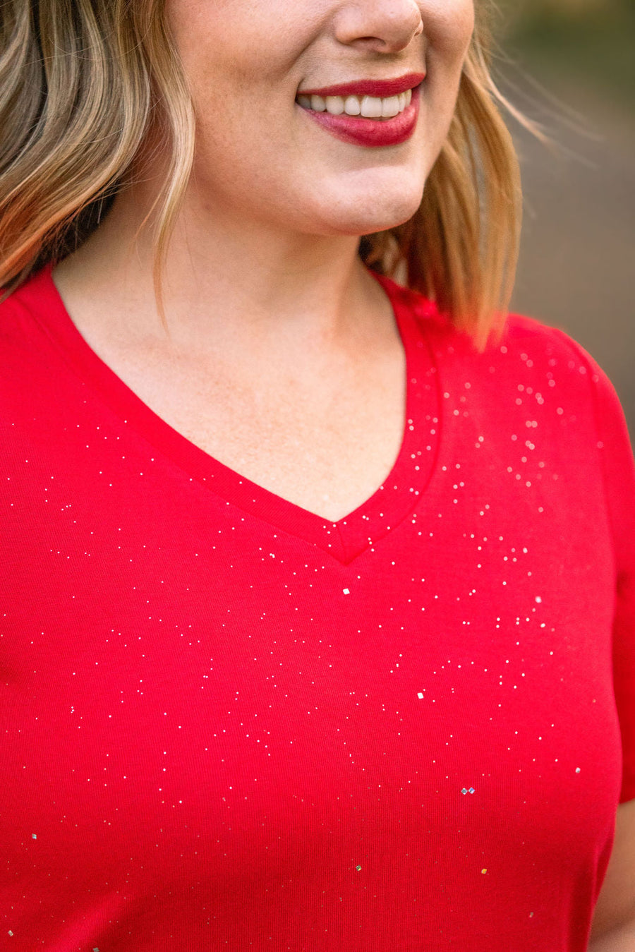 IN STOCK Olivia Tee - Red Sparkle