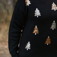 IN STOCK Holly Jolly Sweater - Gold + Silver Trees