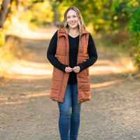 IN STOCK Harlow Long Vest - Cinnamon