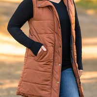 IN STOCK Harlow Long Vest - Cinnamon