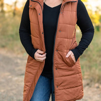 IN STOCK Harlow Long Vest - Cinnamon