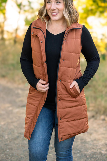 IN STOCK Harlow Long Vest - Cinnamon