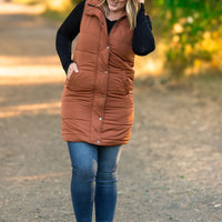 IN STOCK Harlow Long Vest - Cinnamon