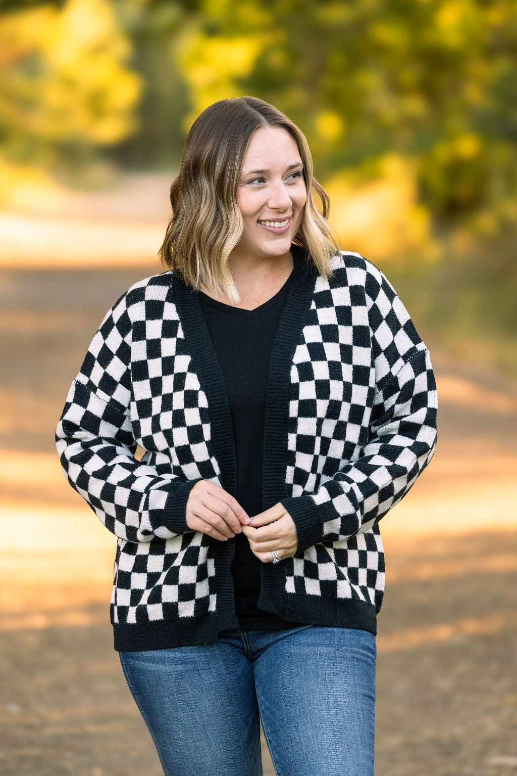 IN STOCK Black Checker Cardigan