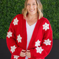 IN STOCK Snowflake Cardigan - Red