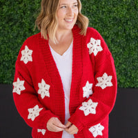 IN STOCK Snowflake Cardigan - Red