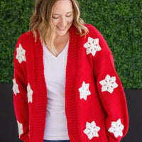 IN STOCK Snowflake Cardigan - Red