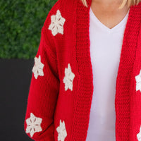 IN STOCK Snowflake Cardigan - Red