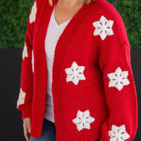 IN STOCK Snowflake Cardigan - Red