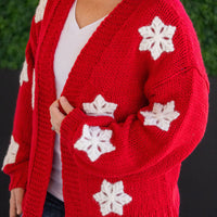 IN STOCK Snowflake Cardigan - Red