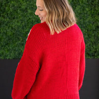 IN STOCK Snowflake Cardigan - Red