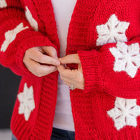 IN STOCK Snowflake Cardigan - Red