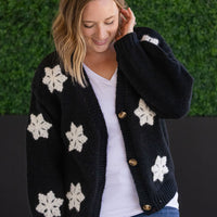 IN STOCK Snowflake Cardigan - Black