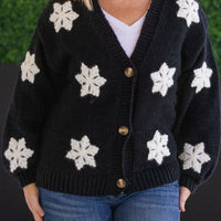 IN STOCK Snowflake Cardigan - Black