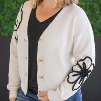 IN STOCK Black Floral Sweater Cardigan