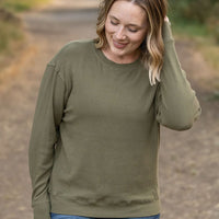 IN STOCK Corrine Ribbed Pullover Top - Olive