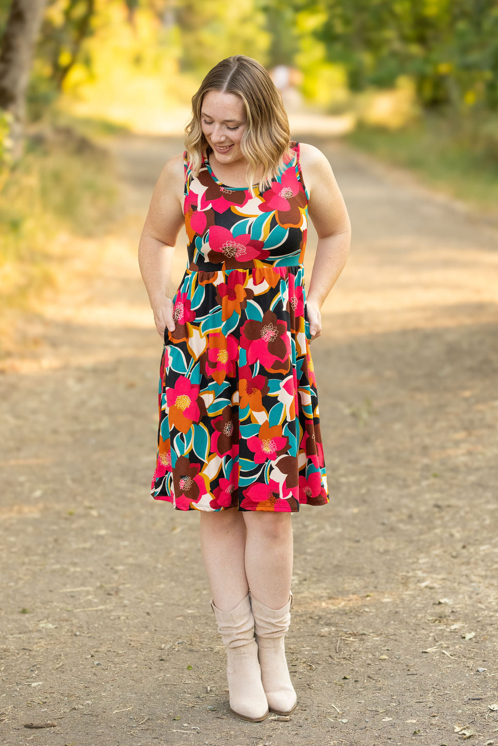 IN STOCK Kelsey Tank Dress - Bold Magenta Floral FINAL SALE