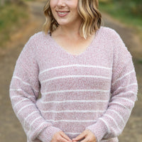 IN STOCK Cozy Striped Sweater - Mauve