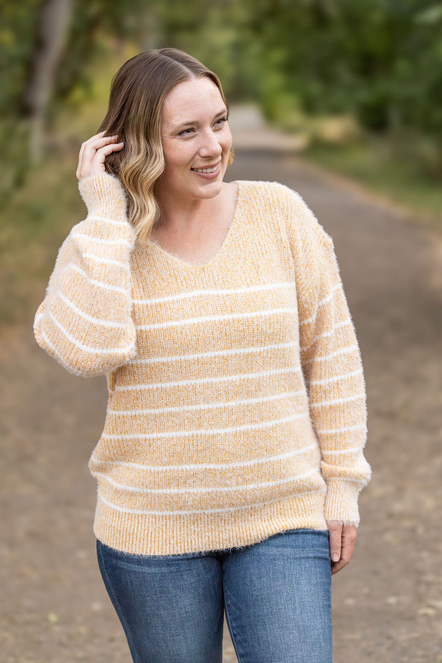 IN STOCK Cozy Striped Sweater - Mustard FINAL SALE