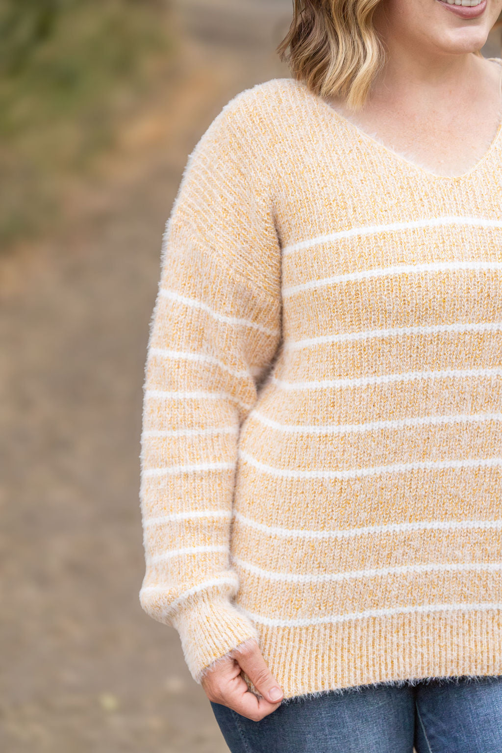 IN STOCK Cozy Striped Sweater - Mustard FINAL SALE