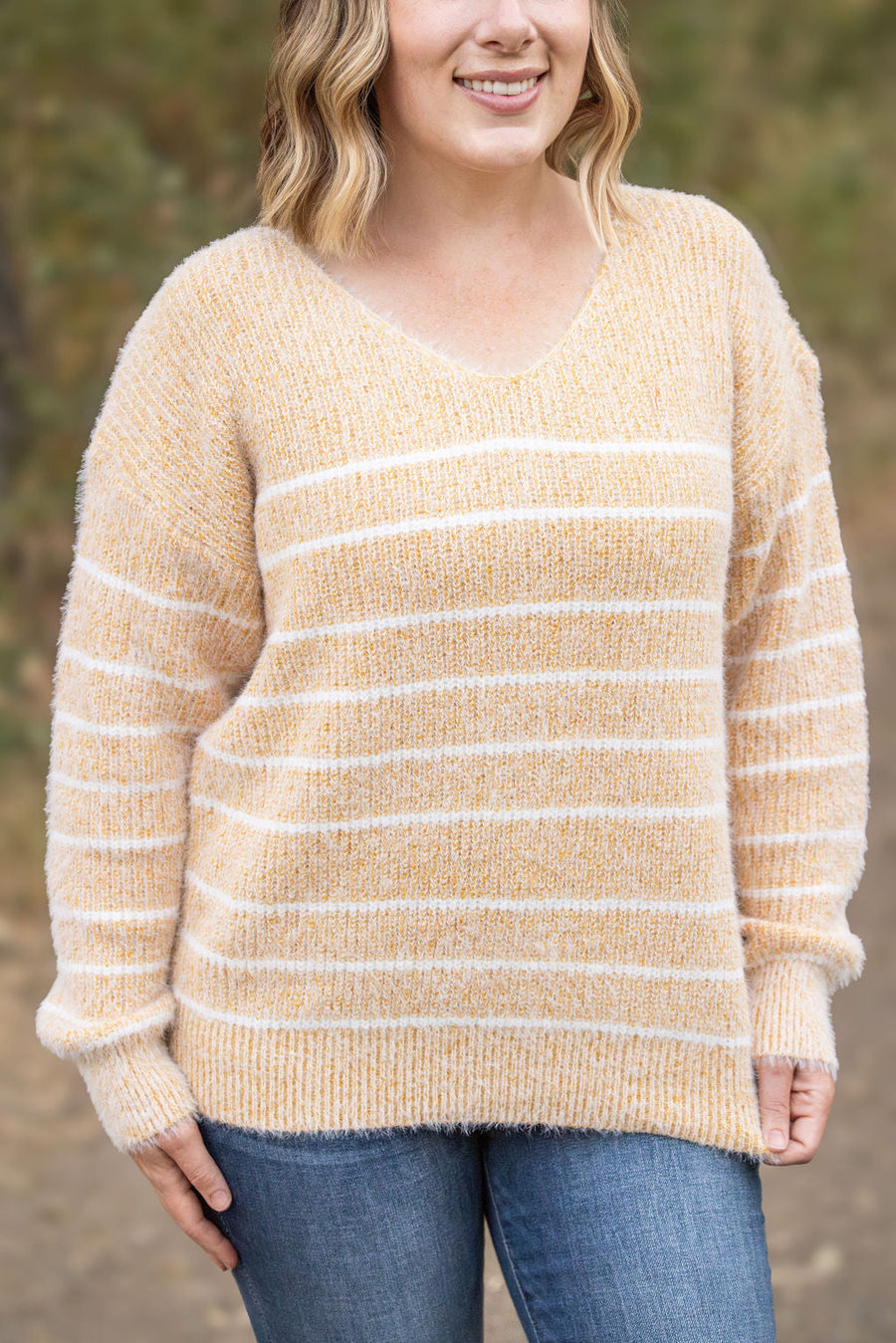 IN STOCK Cozy Striped Sweater - Mustard FINAL SALE