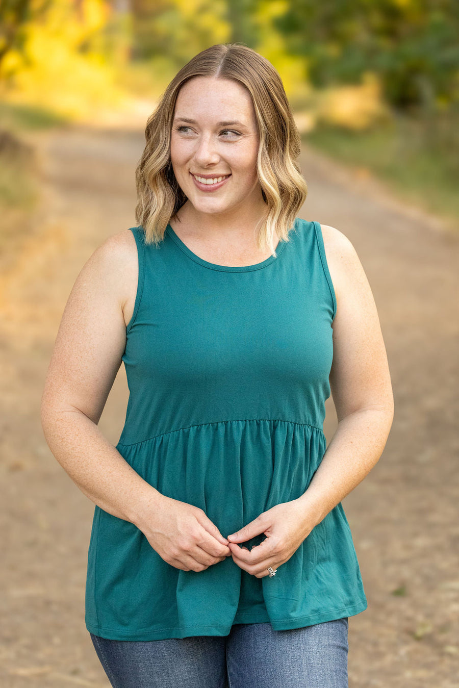 IN STOCK Renee Ruffle Tank - Teal FINAL SALE