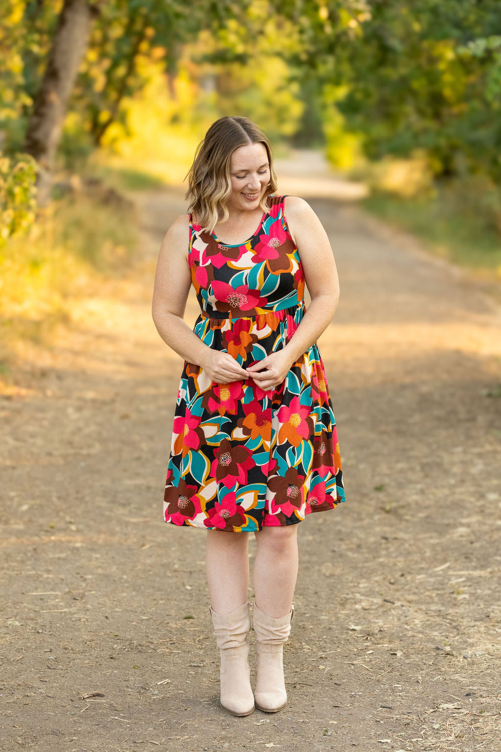 IN STOCK Kelsey Tank Dress - Bold Magenta Floral FINAL SALE