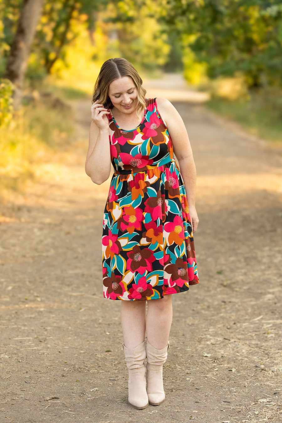 IN STOCK Kelsey Tank Dress - Bold Magenta Floral FINAL SALE