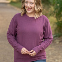 IN STOCK Corrine Ribbed Pullover Top - Plum