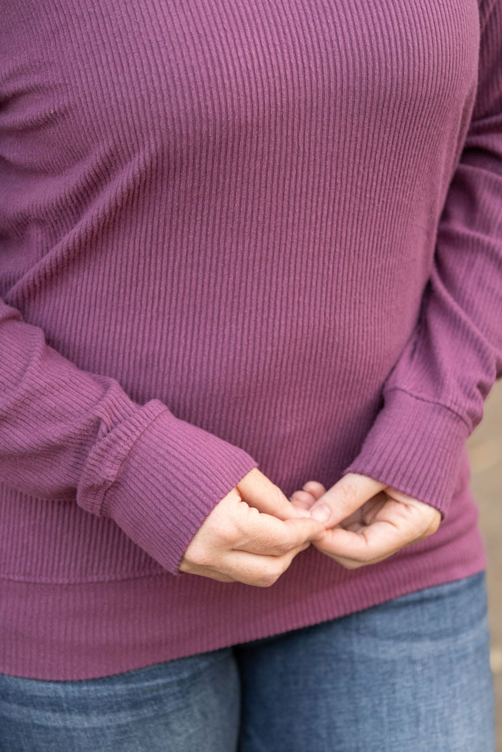 IN STOCK Corrine Ribbed Pullover Top - Plum