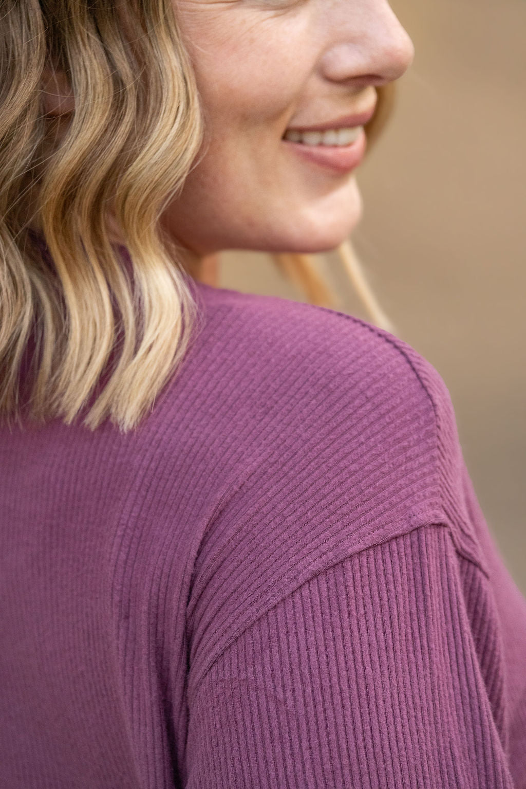 IN STOCK Corrine Ribbed Pullover Top - Plum