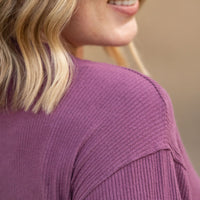 IN STOCK Corrine Ribbed Pullover Top - Plum