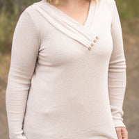 IN STOCK Brooklyn Button Top - Oatmeal