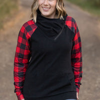 IN STOCK Zoey ZipCowl - Black and Buffalo Plaid