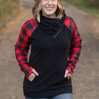 IN STOCK Zoey ZipCowl - Black and Buffalo Plaid