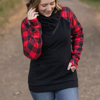 IN STOCK Zoey ZipCowl - Black and Buffalo Plaid