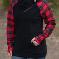 IN STOCK Zoey ZipCowl - Black and Buffalo Plaid