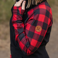 IN STOCK Zoey ZipCowl - Black and Buffalo Plaid