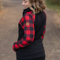 IN STOCK Zoey ZipCowl - Black and Buffalo Plaid