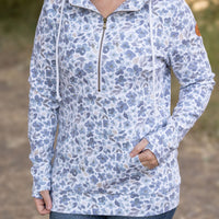 IN STOCK HalfZip Hoodie - Blue Floral