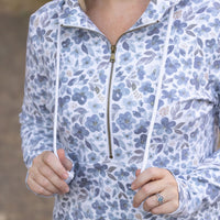 IN STOCK HalfZip Hoodie - Blue Floral