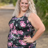 IN STOCK  Luxe Crew Tank - Black and Mauve Floral | Women's Tank Top